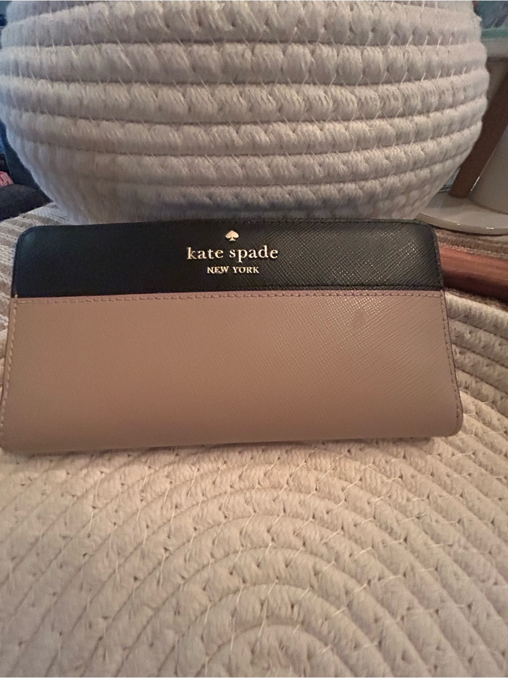kate spade Two-Tone Black and Taupe Continental Wallet